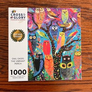 CROSS & GLORY Owl Oasis:The Vibrant Perch 1000pc Jigsaw Puzzle